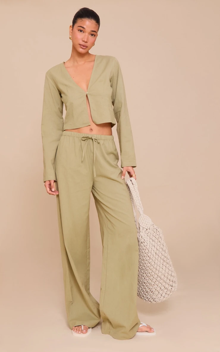 Prettylittlething Khaki Long Sleeve Top 3 Prettylittlething Khaki Long Sleeve Top - Image 3