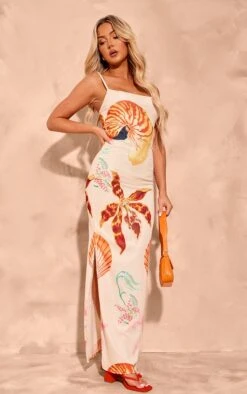 Prettylittlething Multi Shell Print Crinkle Textured Contrast Strappy Maxi Dress -Pretty Little Thing Shop 71e69ed302f72a1d880695c161a68591cfbfc979 cnj3643 3