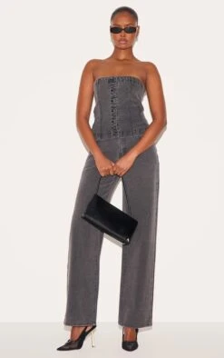 Prettylittlething Washed Black Covered Button Longline Denim Top -Pretty Little Thing Shop 7219277c7addd9d16d1779e11c53461cbbad30b6 CNL7869 3 washed black covered button longline denim top