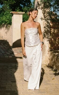 Prettylittlething Opal Premium Large Sequin Bandeau Top