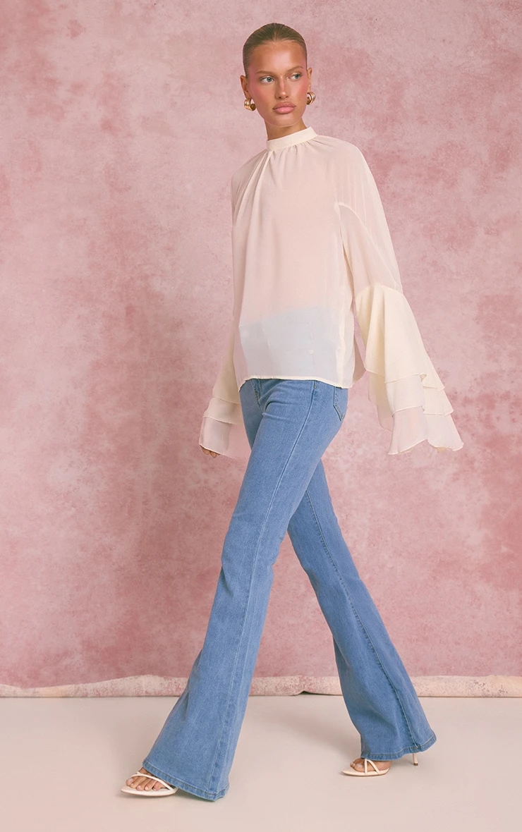 Prettylittlething Blue 5 Pocket Stretch Flared Jeans 1 Prettylittlething Blue 5 Pocket Stretch Flared Jeans