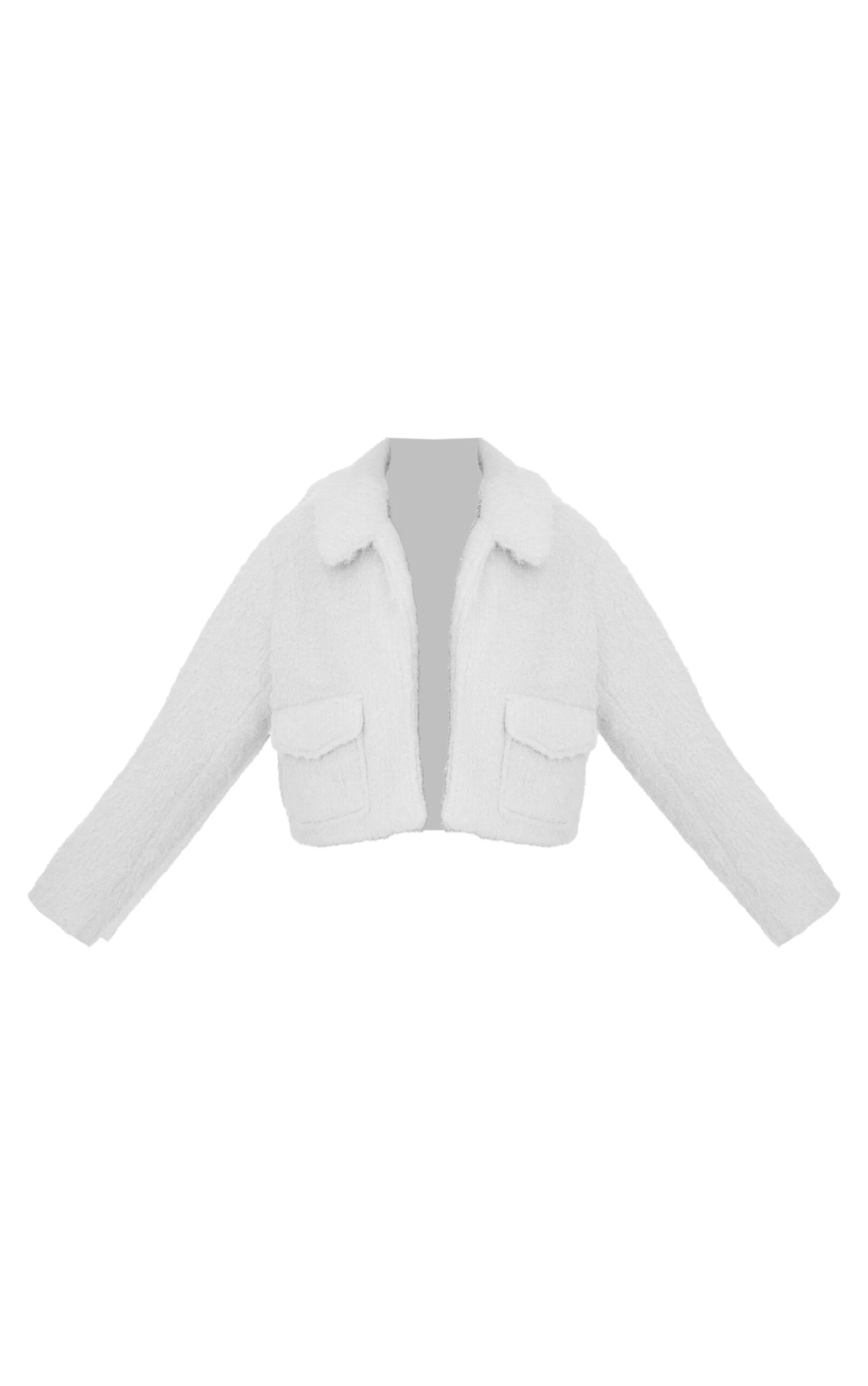 Prettylittlething Grey Wool Look Pocket Detail Zip Up Jacket 5 Prettylittlething Grey Wool Look Pocket Detail Zip Up Jacket - Image 5