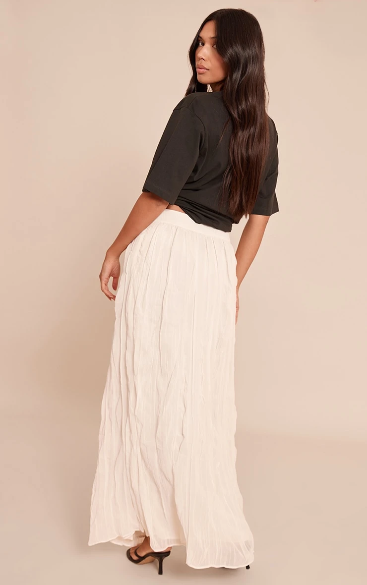Cream Crinkle Chiffon Maxi Skirt 3 Cream Crinkle Chiffon Maxi Skirt - Image 3