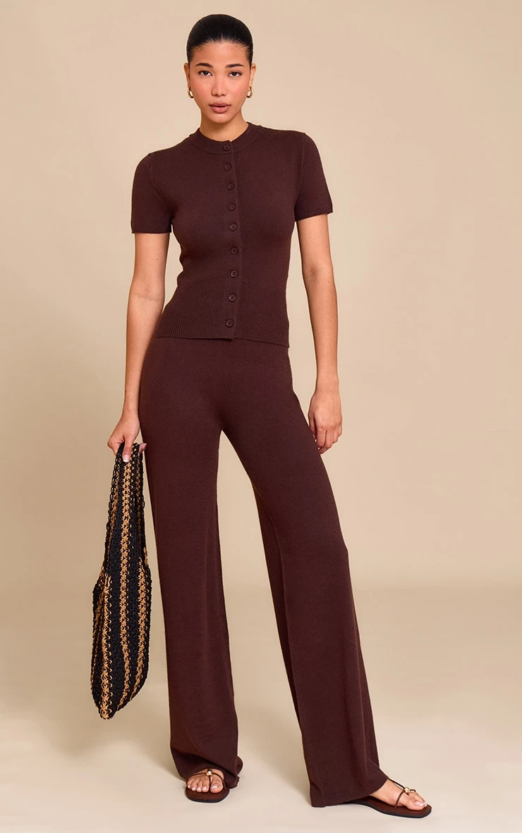 Prettylittlething ChocolateKnit Button Through Top 3 Prettylittlething ChocolateKnit Button Through Top - Image 3