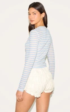 Prettylittlething Sky Blue Striped Sheer Button Up Top -Pretty Little Thing Shop 74ecd35b425408fd6a1a51f77563ba6572c09493 CNM5381 2 sky blue striped sheer button up top