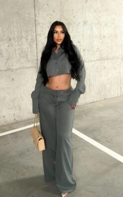 Slate Grey Cropped Shirt