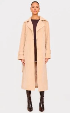 Prettylittlething Stone Faux Suede Buckle Belt Trench Coat -Pretty Little Thing Shop 757622ba9c7c7e795b3b2a107b38139e5a1835d2 cnl5065 3