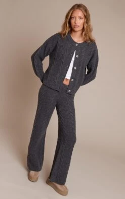 Charcoal Cable Knit Pants
