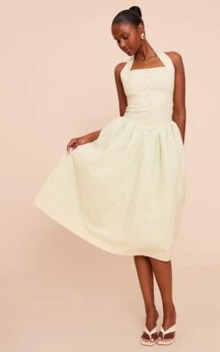 Prettylittlething Sage Embroidered Cotton Halterneck Midaxi Dress -Pretty Little Thing Shop 768dfe94415703aad3bc93a6363447346f1d6beb CNN4897 3 sage embroidered cotton halterneck midaxi dress