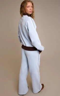 Prettylittlething Blue Contrast Wide Leg Sweatpants -Pretty Little Thing Shop 76a1b963aff1825e47e79105e7696505f9436643 CNO4652 3 blue contrast wide leg joggers