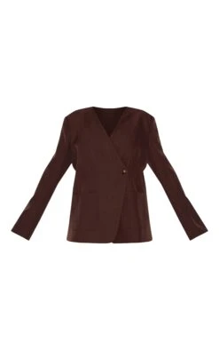 Prettylittlething Dark Brown Tailored Woven Asymmetric Blazer -Pretty Little Thing Shop 76fe50781e37c390496b1d6cf682aff3fd9e9817 CNM1900 5 dark brown tailored woven asymmetric blazer