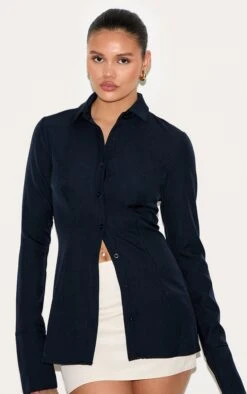 Prettylittlething Navy Woven Fitted Shirt 8 Prettylittlething Navy Woven Fitted Shirt -Pretty Little Thing Shop 77068ae57106adbbbbb9c5178e273e6b162860ea CNM2341 4 navy woven fitted shirt