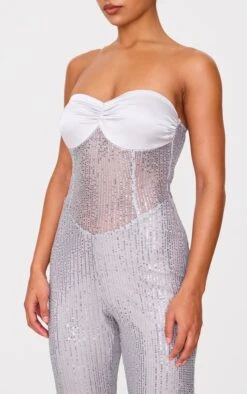 Prettylittlething Silver Sequin Bandeau Sheer Panel Jumpsuit -Pretty Little Thing Shop 771a33af95102b97a529beca026188cd7a76cb70 cnk6981 4