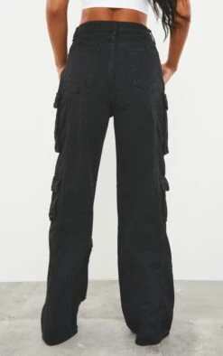 Prettylittlething Washed Black Cargo Pocket Detail Wide Leg Jeans -Pretty Little Thing Shop 771cd249481df7fbc3f4021b388c70d8f913492e cmu7097 3