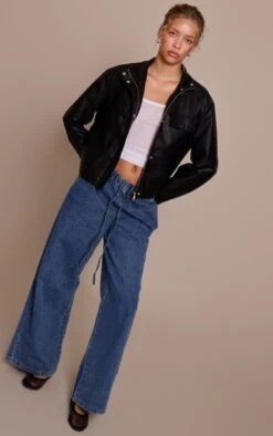 Prettylittlething Black Faux Leather Funnel Neck Jacket -Pretty Little Thing Shop 775e60aee77c5c2f765b162ff580fa6e61e5d450 CNN2526 3 black faux leather funnel neck jacket