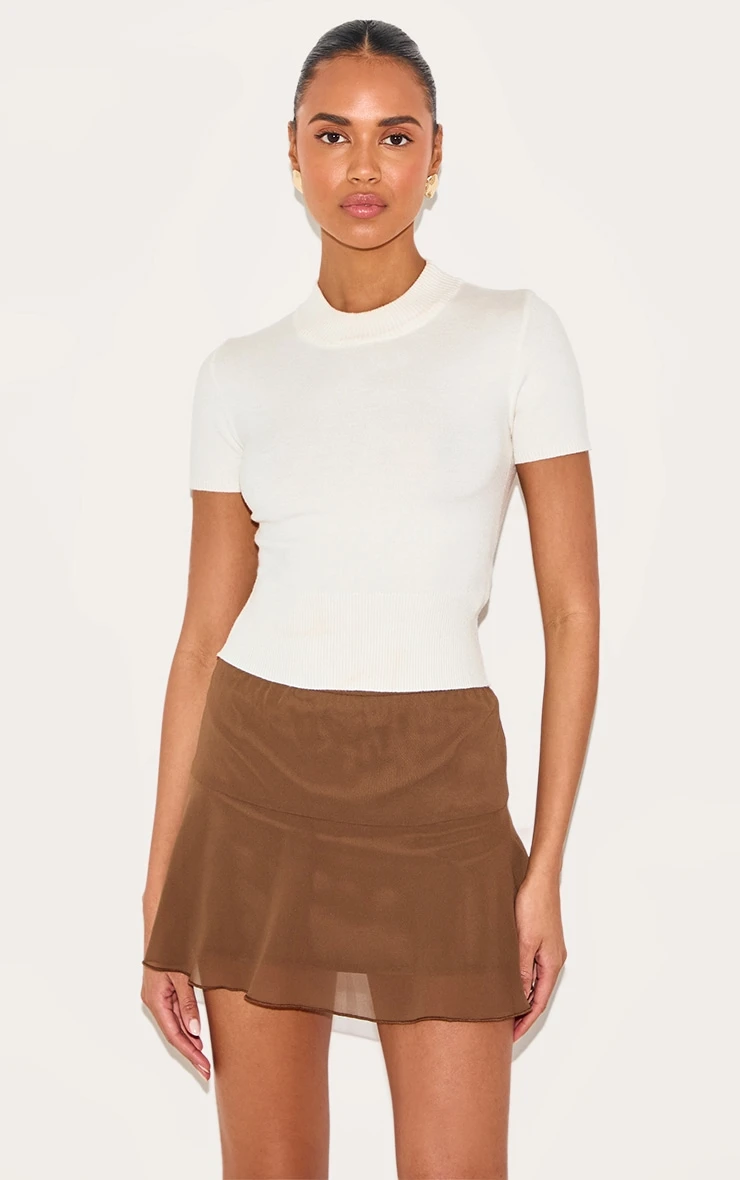 Prettylittlething Chocolate Frill Hem Mini Skirt 4 Prettylittlething Chocolate Frill Hem Mini Skirt - Image 4