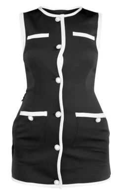 Prettylittlething Black Contrast Detailed Pearl Button Woven Romper -Pretty Little Thing Shop 778ab4cc7ae836260d460330ed789bc2daead21c CNI5792 5 black contrast detailed pearl button woven playsuit