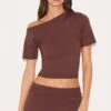 Prettylittlething Chocolate Basic Knit Asymmetric Neckline Top -Pretty Little Thing Shop 780511b1269fe41a897064a2932f2c3e19175199 CNL6037 1 chocolate basic knit asymmetric neckline top
