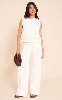 Prettylittlething Ecru Round Neck Sleeveless Boxy Denim Top -Pretty Little Thing Shop 78070f299fd10a2ae6457d5dd066d6e59712c160 CNL7794 3 ecru round neck sleeveless boxy denim top