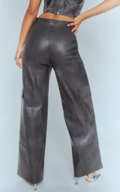 Prettylittlething Washed Black Faux Leather Pocket Wide Leg Cargo Pants -Pretty Little Thing Shop 780c084f513cf3c1d50b8d101a91d4c5d016f5b6 cnf7453 3