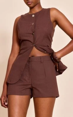 Prettylittlething Dark Brown Textured Tailored Shorts -Pretty Little Thing Shop 780ddf44bf26b66bcf2541a01be8a7eb8937c29e CNO3501 5 dark brown textured tailored shorts