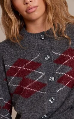 Grey Argyle Button Through Cardigan -Pretty Little Thing Shop 785a8716aeff3a05a9cbb7483e4afe9773a37586 CNN9447 4 grey argyle button through cardigan