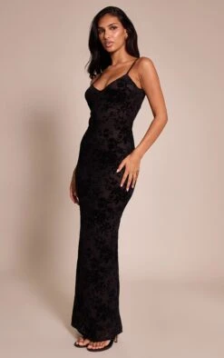 Prettylittlething Black Devoure Strappy Bodycon Maxi