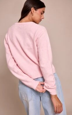 Prettylittlething Pink Crew Neck Knit Cardigan -Pretty Little Thing Shop 78783297b02707c2a330b6bc07fbb6af8649d832 CNN6363 2 pink round neck knit cardigan