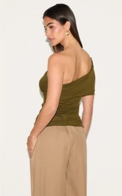 Prettylittlething Olive Sheer Soft Touch Fold Over Detail One Shoulder Long Top -Pretty Little Thing Shop 788071751297bbe4ea1187abd65f8abc1beb0adb CNM3739 2 olive sheer soft touch fold over detail one shoulder long top