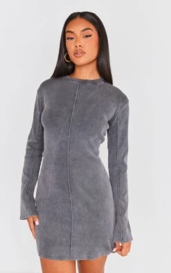 Prettylittlething Charcoal Ribbed Exposed Seam Long Sleeve Bodycon Dress -Pretty Little Thing Shop 7884bc598cea2aed8690ac689a0decf615d95fa6 cng5773 3