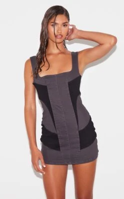 Prettylittlething Black Contrast Panel Detail Denim Dress -Pretty Little Thing Shop 78f6a09ee238dd6c7af9a57f3bca46140f7f7b90 cna7328 3