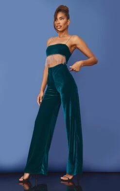 Emerald Green Velvet Cut Out Diamante Tassel Strappy Jumpsuit -Pretty Little Thing Shop 7931c5078e625b68e144c7a6b4fcc6ecd8192fb4 cnb5089 3