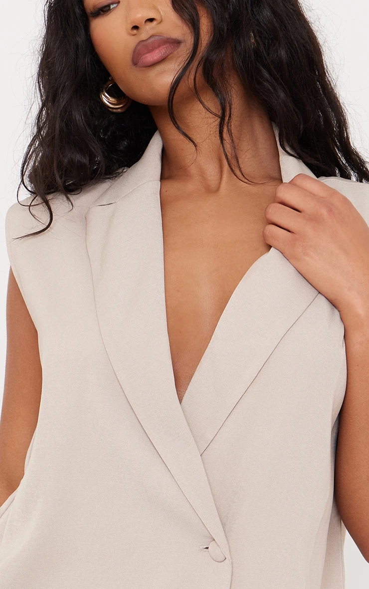 Prettylittlething Beige Open Back Vest 4 Prettylittlething Beige Open Back Vest - Image 4
