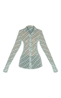 Prettylittlething Green Check Sheer Fitted Shirt -Pretty Little Thing Shop 79afdcee2f7f6c466c8612e6417f2715df93960f CNM1666 5 green check sheer fitted shirt