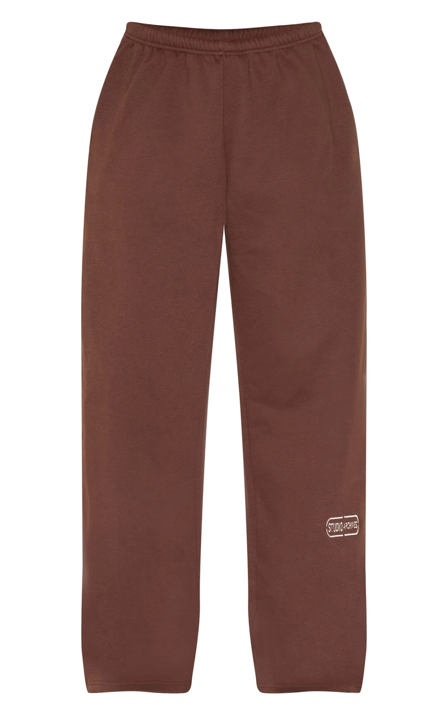 Prettylittlething Chocolate Studio Archives Embroidered Thin Waistband Drop Crotch Sweatpants - Image 5