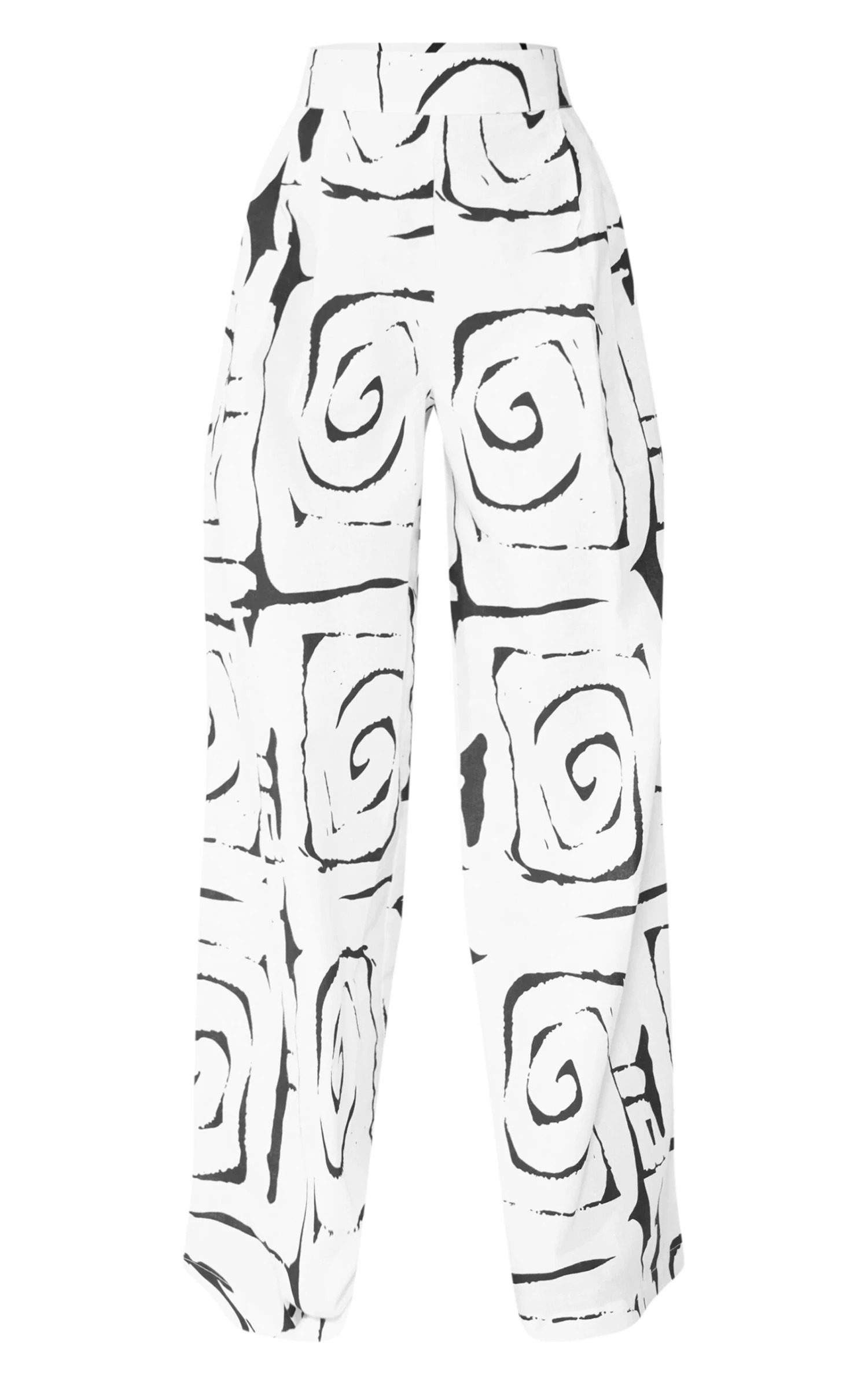Monochrome Swirl Print Wide Leg Linen Look Pants 5 Monochrome Swirl Print Wide Leg Linen Look Pants - Image 5