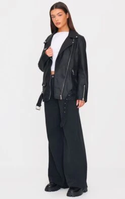 Prettylittlething Black Faux Leather Longline Belted Biker Jacket -Pretty Little Thing Shop 7a10026370bcb983746c6a2b445945980a5676c4 cmo5345 3