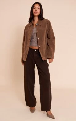 Prettylittlething Mocha Suede Button Detail Jacket -Pretty Little Thing Shop 7a4089d42d24e39632120ed3bba10e73ffe891bc CNN8372 3 mocha suede button detail jacket