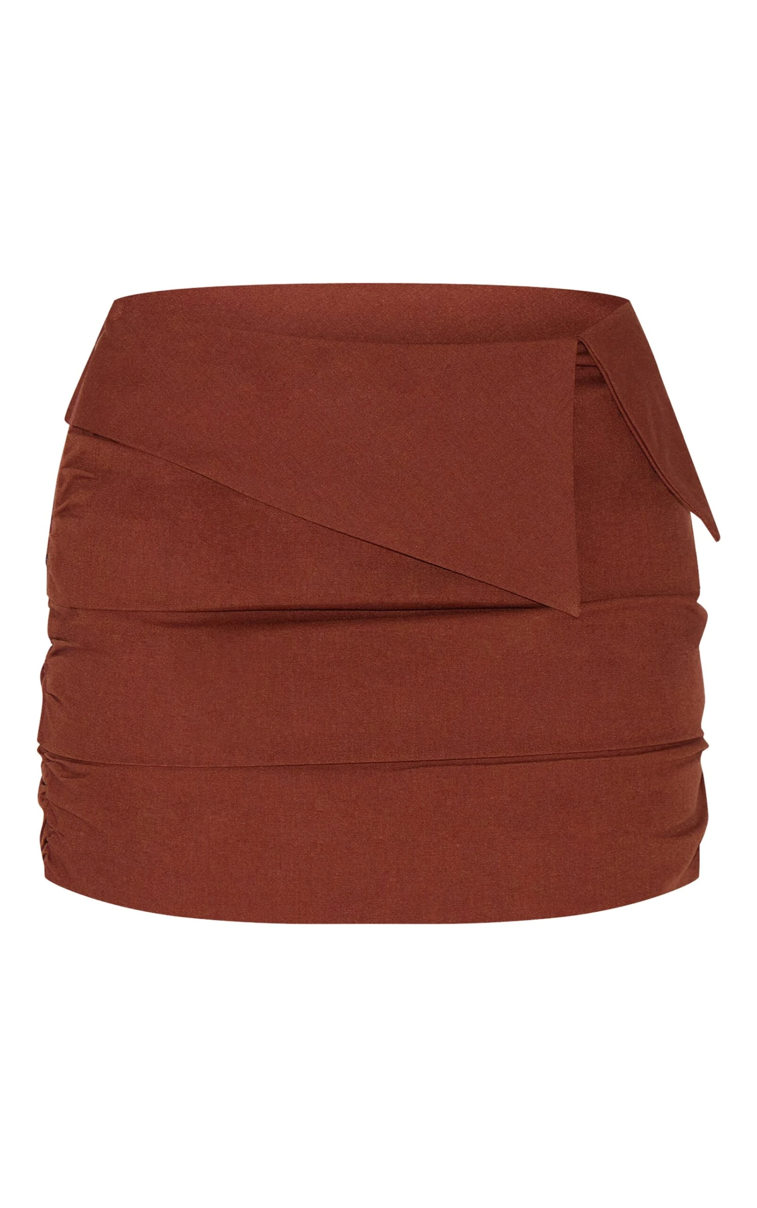 Prettylittlething Chocolate Linen Blend Foldover Ruched Mini Skirt 6 Prettylittlething Chocolate Linen Blend Foldover Ruched Mini Skirt - Image 6