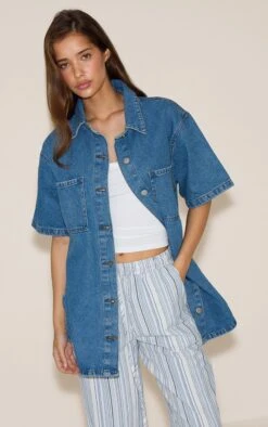 Prettylittlething Mid Blue Wash Pocket Detail Oversized Denim Shirt -Pretty Little Thing Shop 7a86ecaa2420c32cffd66b86de1a7ff2d6be5597 CNM2519 4 mid blue wash pocket detail oversized denim shirt