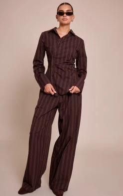 Dark Brown Woven Pinstriped Asymmetrical Shirt 7 Dark Brown Woven Pinstriped Asymmetrical Shirt -Pretty Little Thing Shop 7aaedcb5f17be84da9bf6c136dca8fd6dcb1d6cc CNO0657 3 dark brown woven pinstriped asymmetrical shirt