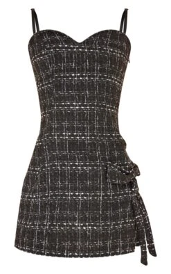 Prettylittlething Monochrome Boucle Strappy Bow Detail Bodycon Dress -Pretty Little Thing Shop 7ac476548f2dca574dbb100a2aa746d1e027dd43 cnh9993 5