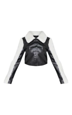 Prettylittlething Black Bonded Sleeves Faux Leather Jacket -Pretty Little Thing Shop 7ac8de29607cf088a2d956796bed0c2c824768cc cnj4191 5