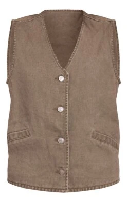 Prettylittlething Dark Khaki Sleeveless Button Down Denim Vest -Pretty Little Thing Shop 7ae6d8a202587697377a633dfeee1ab1375d0ab7 CNN2894 5 dark khaki sleeveless button down denim waistcoat