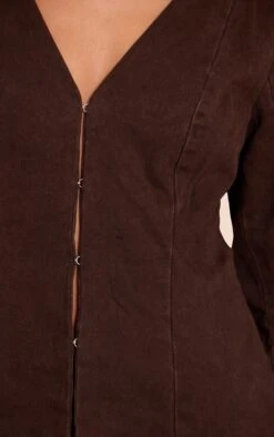 Prettylittlething Chocolate Cocoon Sleeve Denim Blazer -Pretty Little Thing Shop 7b8bb9610d06a3b17b94696f5c7234bf338ba802 CNN6562 4 chocolate cocoon sleeve coated denim blazer