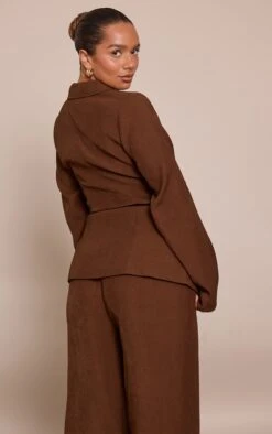 Front Page -Pretty Little Thing Shop 7b9fdf26f89a467d854dcdd617a20e85283a8aed CNO4696 2 shape chocolate tie detail cinched waist blazer