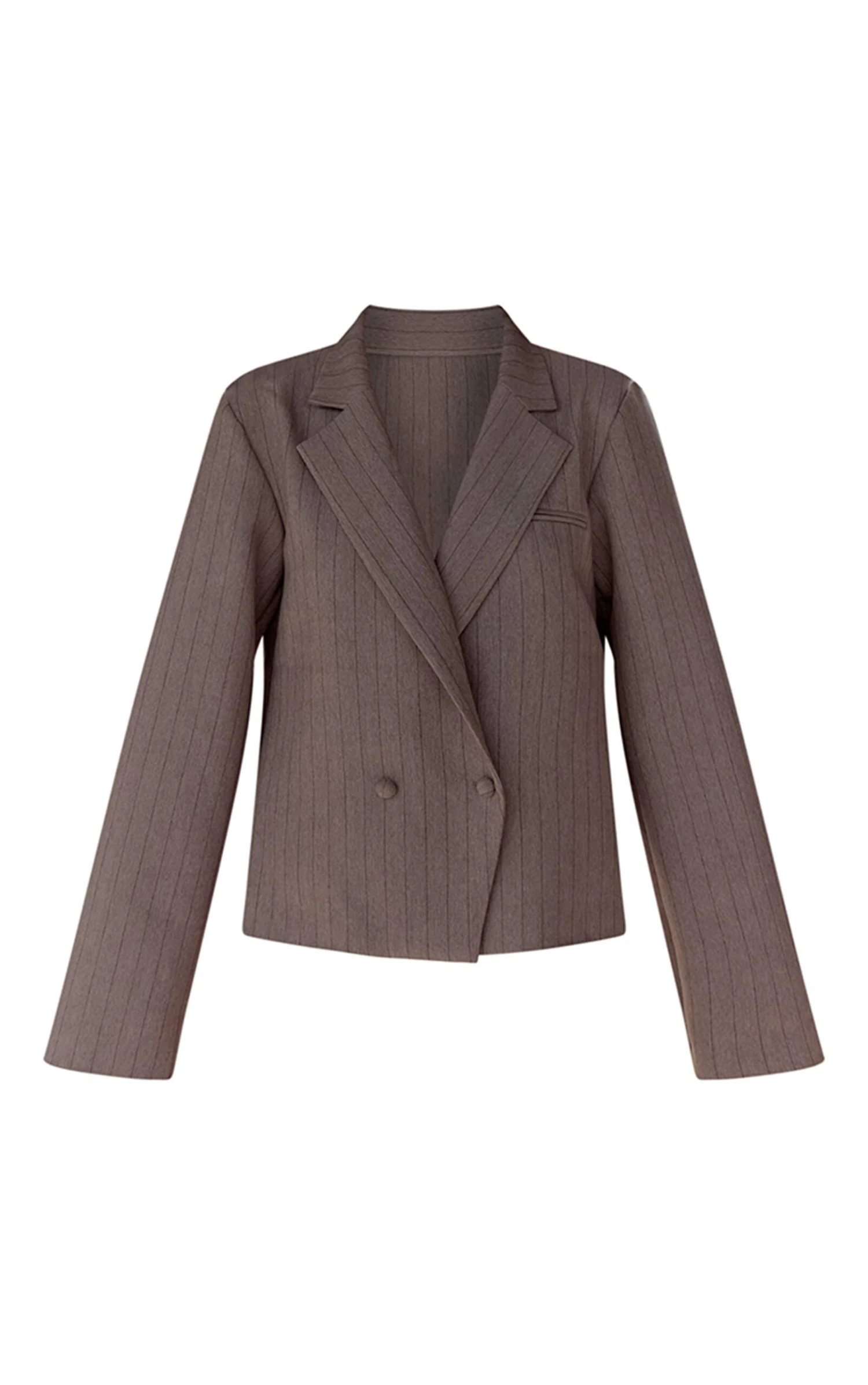 Taupe Pinstripe Boxy Blazer 5 Taupe Pinstripe Boxy Blazer - Image 5