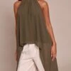 Khaki Chiffon Highneck Extreme Longline Top -Pretty Little Thing Shop 7bfc42132f9f0896aa58b0904a9b14d7add5fa8b CNN9138 1 khaki chiffon highneck extreme longline top