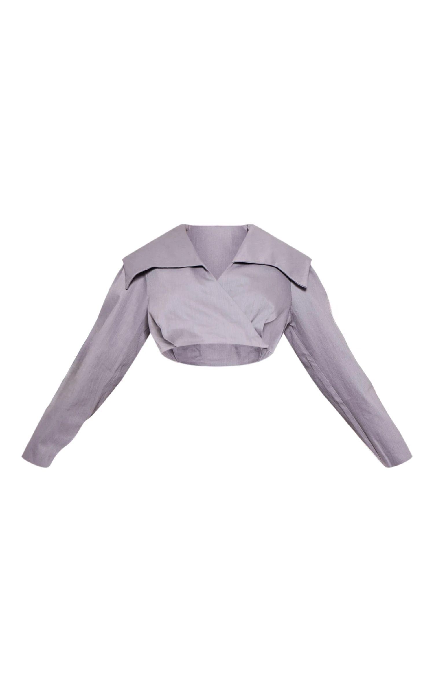 Prettylittlething Grey Cross Over Asymmetric Cropped Jacket 5 Prettylittlething Grey Cross Over Asymmetric Cropped Jacket - Image 5