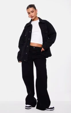 Prettylittlething Washed Black Low Rise Faded Boyfriend Jeans